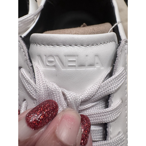 Novella Low Top Luxury Sneakers in Dust Bag New White/ Black 11 - Picture 10 of 15